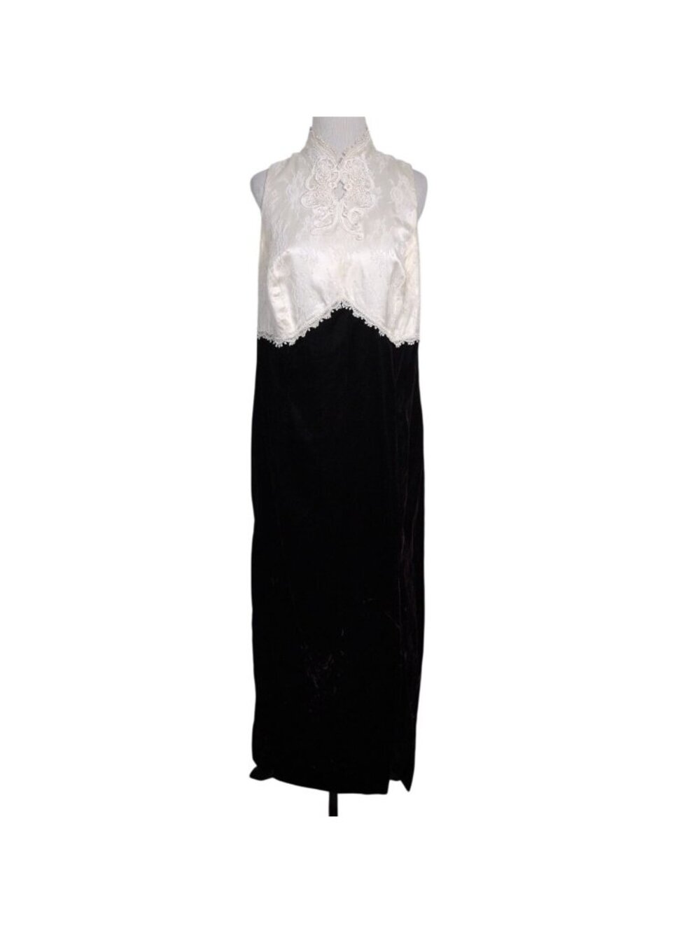 Jessica McClintock Lace Velvet Maxi Dress Womens Size 14W Fits Medium Victorian